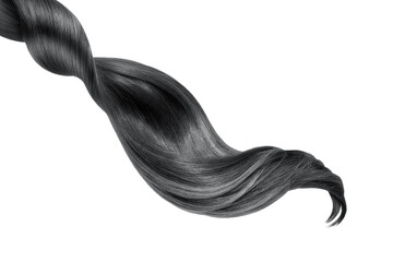 Black shiny hair on white background, isolated