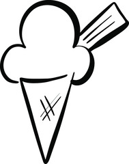 Cartoon Ice Cream In a Cone Vector Illustration