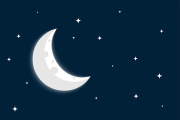 Obraz na płótnie Canvas crescent moon and stars on clear sky background