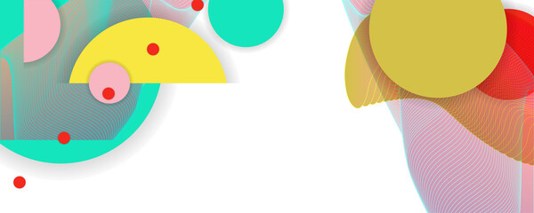 White background Creative color art header with different shapes and textures. Collage Vector Abstract background with geometric composition