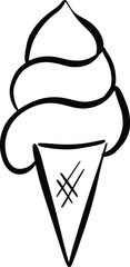 Cartoon Ice Cream In a Cone Vector Illustration