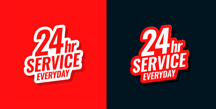 24 hour service everyday concept sticker design