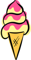 Cartoon Ice Cream In a Cone Vector Illustration
