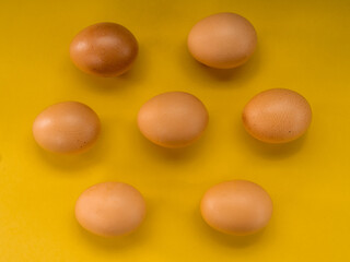 Eggs on a yellow background
