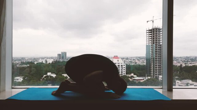Yoga Silhouette in Hotel 