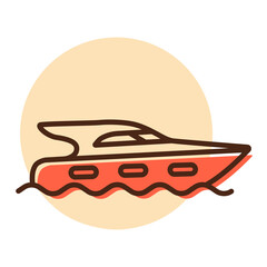 Cruising motor yacht flat vector icon