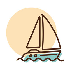 Sailing yacht flat vector icon