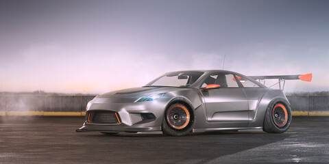 Plakat 3D rendering of a brand-less generic car 