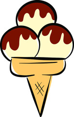 Cartoon Ice Cream In a Cone Vector Illustration