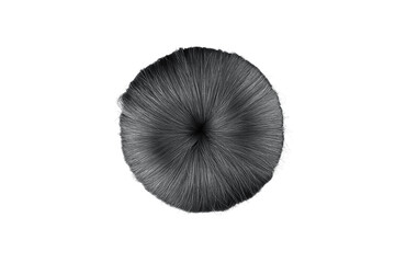 Donut made by black hair isolated on white background