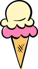 Cartoon Ice Cream In a Cone Vector Illustration