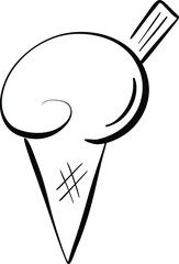 Cartoon Ice Cream In a Cone Vector Illustration