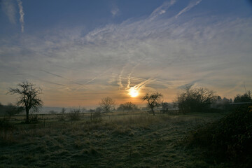 Idyllische Landschaft zum Sonnenaufgang