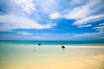 Beautiful 17 End Beach of Miyako Island with Blue Sky