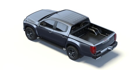 Obraz na płótnie Canvas 3D rendering of a brand-less generic pickup truck in studio environment 