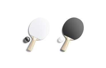 Blank black and white table tennis racket with ball mockup