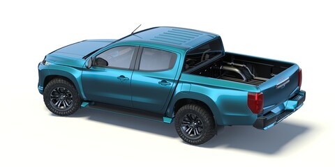 3D rendering of a brand-less generic pickup truck in studio environment	
