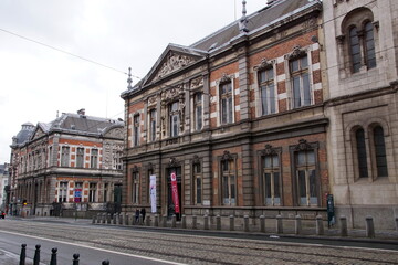 Fototapeta na wymiar Beautiful street in the historical center of Brussels. 