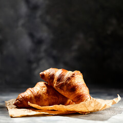 Fresh dessert on dark desk and free space for your decoration 