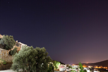 view of stars and mountain