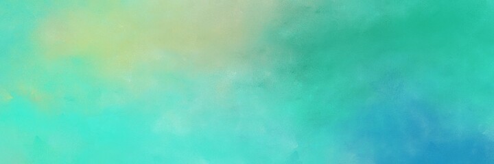 decorative abstract painting background texture with medium turquoise, ash gray and medium aqua marine colors and space for text or image. can be used as horizontal background graphic