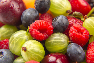 fresh different berries. useful vitamin healthy food fruit. healthy vegetable breakfast
