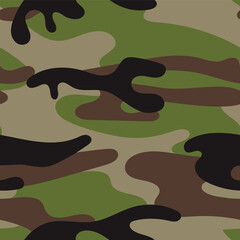 Military camouflage seamless pattern. Khaki texture. Trendy background. Abstract color vector illustration. For design wallpaper, wrapping paper, fabric.