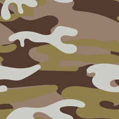 Military camouflage seamless pattern. Khaki texture. Trendy background. Abstract color vector illustration. For design wallpaper, wrapping paper, fabric.