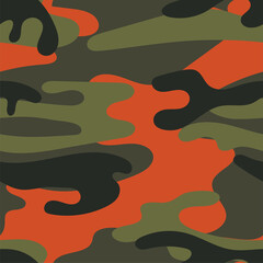 Military camouflage seamless pattern. Khaki texture. Trendy background. Abstract color vector illustration. For design wallpaper, wrapping paper, fabric.