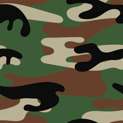 Military camouflage seamless pattern. Khaki texture. Trendy background. Abstract color vector illustration. For design wallpaper, wrapping paper, fabric.