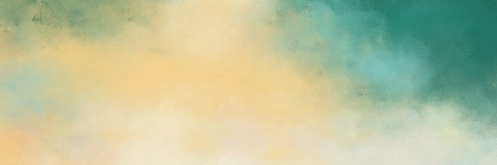 awesome abstract painting background texture with pale golden rod, teal blue and dark sea green colors and space for text or image. can be used as postcard or poster