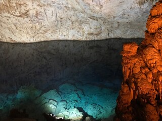 
a hidden lake in the cave