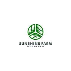 Farm logo template design. sun creative icon vector. sunshine nature logotype