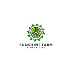 Farm logo template design. sun creative icon vector. sunshine nature logotype