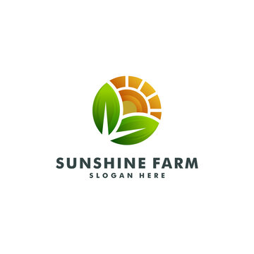 Farm logo template design. sun creative icon vector. sunshine nature logotype