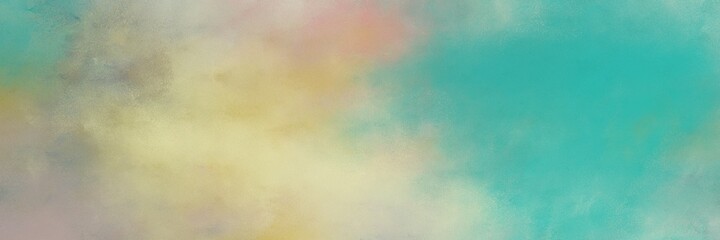 awesome vintage abstract painted background with dark gray, tan and light sea green colors and space for text or image. can be used as horizontal header or banner orientation