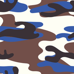 Military camouflage seamless pattern. Khaki texture. Trendy background. Abstract color vector illustration. For design wallpaper, wrapping paper, fabric.