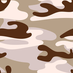 Military camouflage seamless pattern. Khaki texture. Trendy background. Abstract color vector illustration. For design wallpaper, wrapping paper, fabric.