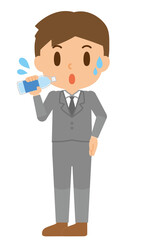 ビジネスマン　水分補給　熱中症対策