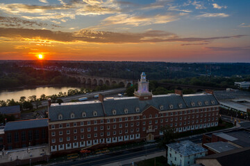 Aerial Sunrise of Rutgers University New Brunswick New Jersey 