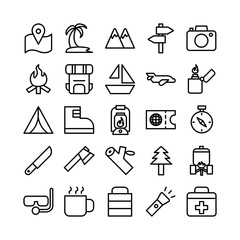 Adventure icon set vector line for website, mobile app, presentation, social media. Suitable for user interface and user experience.