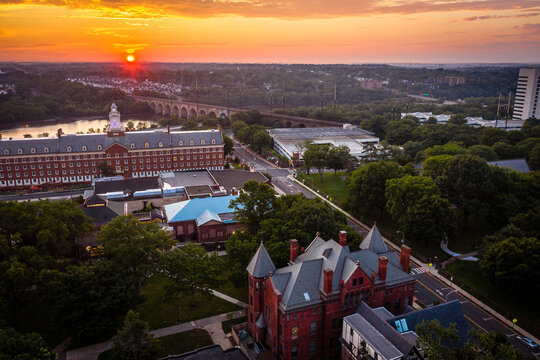 Aerial Sunrise Of Rutgers University New Brunswick New Jersey 