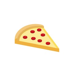 One Sliced of Pizza Isometric Flat Icon Illustration Isolated in White
