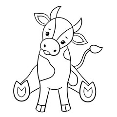 Little bull. Coloring page.