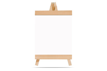 Stand Mock up Menu frame card blurred background. isolated on white, design key visual layout