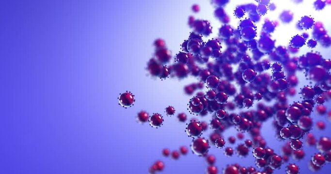 Dangerous Pandemic Virus Animation With Copy Space. Seamless Loop. Health And Science Related High Quality Seamless Loop Virus CG Animation.