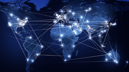 Global networking and international communication. World map as a symbol of the global network....