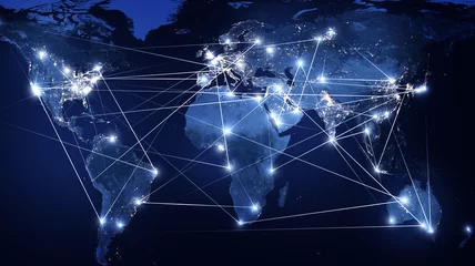  Global networking and international communication. World map as a symbol of the global network. Elements of this image furnished by NASA. © Denis Rozhnovsky