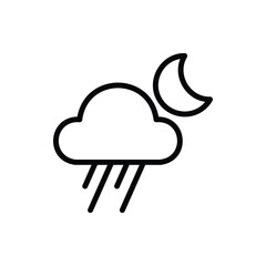 Night Rain Icon Logo Vector Isolated. Nature and Weather Icon Set. Editable Stroke and Pixel Perfect.