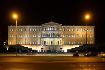 Hellenic House of Parliament in Athens at night